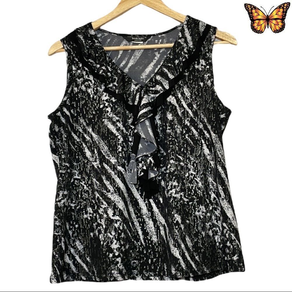 Brody Myles Waterfall Ruffle Sleeveless Top Size Unknown